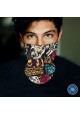 Washable Fabric Face Cover Neck Gaiter With Unique Print Skull Crown Style Design EU Made