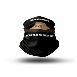Washable Fabric Face Cover Neck Gaiter With Unique Print Tired Sloth Design EU Made