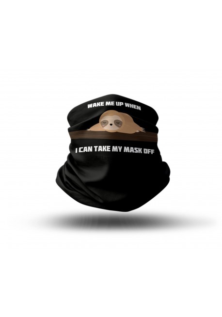 Washable Fabric Face Cover Neck Gaiter With Unique Print Tired Sloth Design EU Made