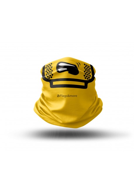 Washable Fabric Face Cover Neck Gaiter With Unique Print Yellow Brick Guy Design EU Made