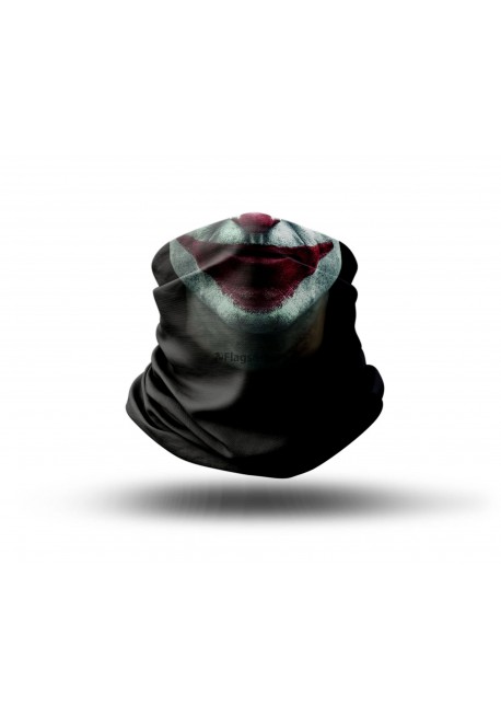 Washable Fabric Face Cover Neck Gaiter With Unique Print Joker Smile Design EU Made