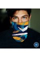 Washable Fabric Face Cover Neck Gaiter With Unique Print Artistic Lines Design EU Made