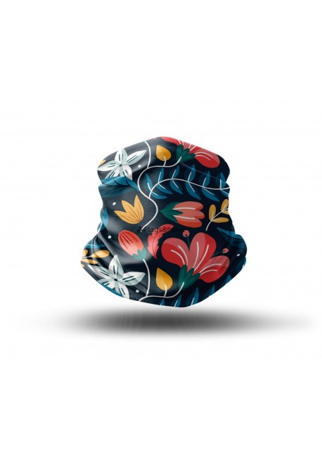 Washable Fabric Face Cover Neck Gaiter With Unique Print Artistic Flowers Design EU Made