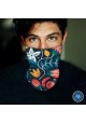 Washable Fabric Face Cover Neck Gaiter With Unique Print Artistic Flowers Design EU Made