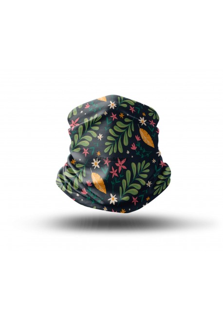 Washable Fabric Face Cover Neck Gaiter With Unique Print Artistic Flowers II Design EU Made