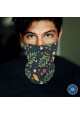 Washable Fabric Face Cover Neck Gaiter With Unique Print Artistic Flowers II Design EU Made