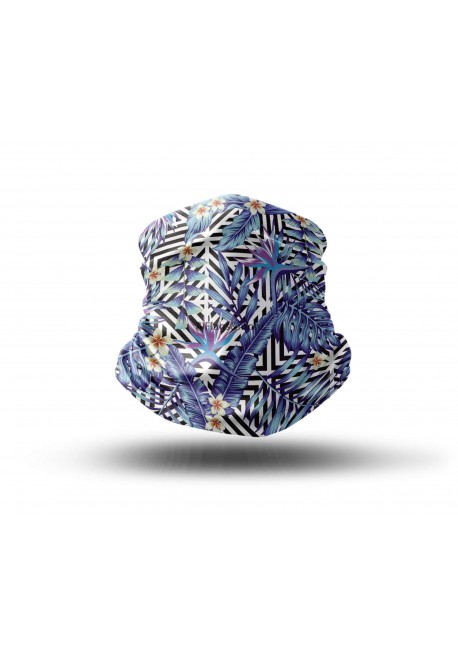 Washable Fabric Face Cover Neck Gaiter With Unique Print Artistic Flowers III Design EU Made