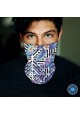 Washable Fabric Face Cover Neck Gaiter With Unique Print Artistic Flowers III Design EU Made