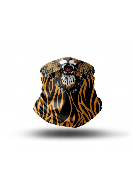 Washable Fabric Face Cover Neck Gaiter With Unique Print Lion Design EU Made