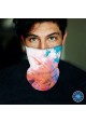 Washable Fabric Face Cover Neck Gaiter With Unique Print Colorful Smokes Design EU Made