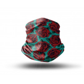 Washable Fabric Face Cover Neck Gaiter With Unique Print Roses Design EU Made