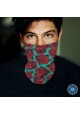 Washable Fabric Face Cover Neck Gaiter With Unique Print Roses Design EU Made