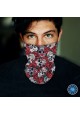 Washable Fabric Face Cover Neck Gaiter With Unique Print Skull Roses Design EU Made