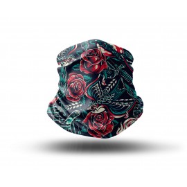 Washable Fabric Face Cover Neck Gaiter With Unique Print Tattoo Style Design EU Made