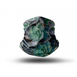 Washable Fabric Face Cover Neck Gaiter With Unique Print Succulents Flowers Design EU Made
