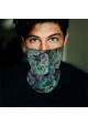 Washable Fabric Face Cover Neck Gaiter With Unique Print Succulents Flowers Design EU Made