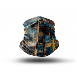 Washable Fabric Face Cover Neck Gaiter With Unique Print Chicago Skyline II Design EU Made