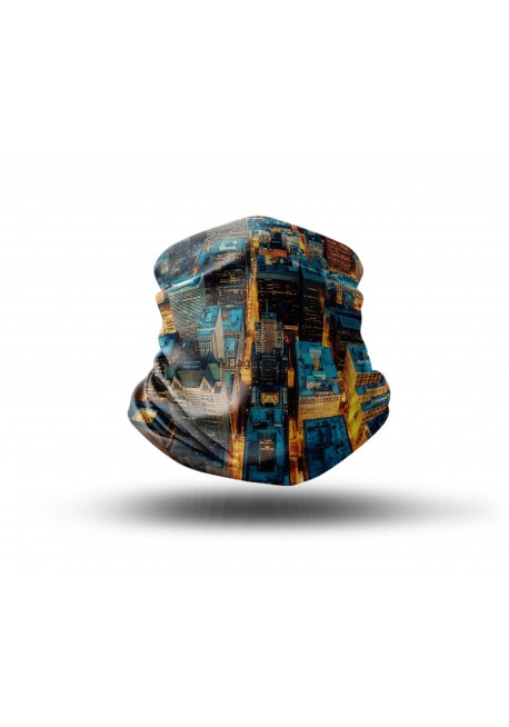 Washable Fabric Face Cover Neck Gaiter With Unique Print Chicago Skyline II Design EU Made