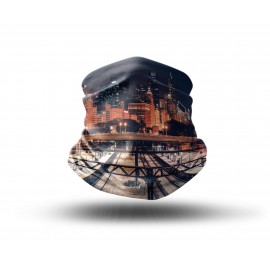 Washable Fabric Face Cover Neck Gaiter With Unique Print Chicago Skyline Design EU Made
