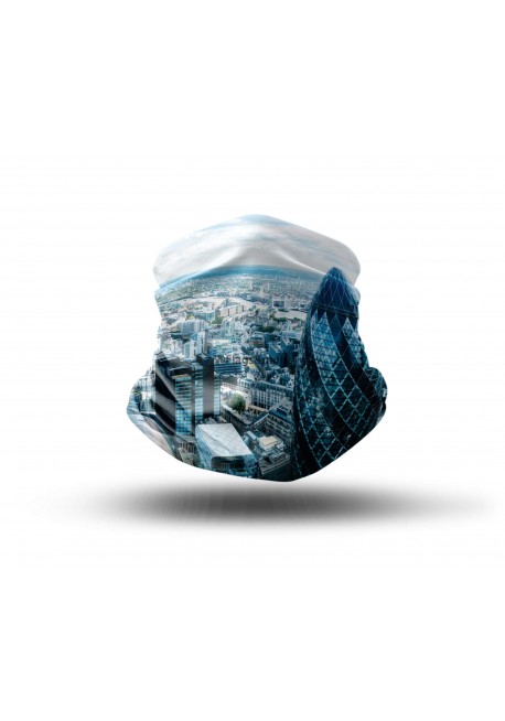 Washable Fabric Face Cover Neck Gaiter With Unique Print London Skyline Design EU Made