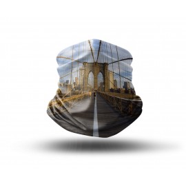 Washable Fabric Face Cover Neck Gaiter With Unique Print New York Brooklyn Bridge Design EU Made