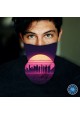 Washable Fabric Face Cover Neck Gaiter With Unique Print Cyberpunk Futuristic City Design EU Made