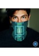 Washable Fabric Face Cover Neck Gaiter With Unique Print Cyberpunk Neon Lights Design EU Made