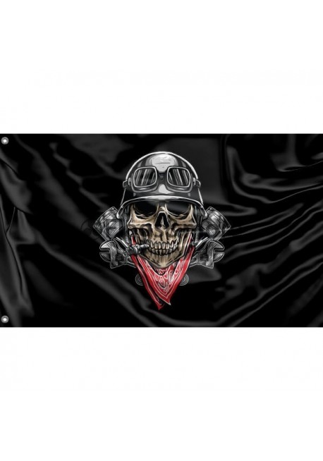 Skull Biker Flag II Unique Print, 3x5 Ft / 90x150 cm size, EU Made