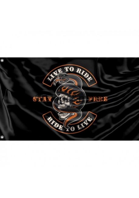 Ride to Live Biker Flag III Unique Print, 3x5 Ft / 90x150 cm size, EU Made