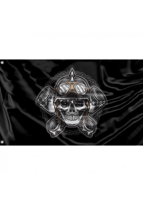 Skull Biker Flag IV Unique Print, 3x5 Ft / 90x150 cm size, EU Made