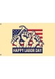Labor Day Celebration Flag II Unique Print, 3x5 Ft / 90x150 cm size, EU Made